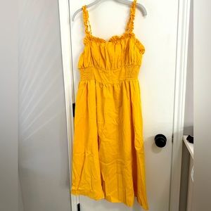 yellow midi dress